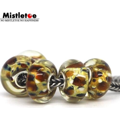 Mistletoe 925 Sterling Silver Murano Glass Leopard Charm Bead Fit European Bracelet Jewelery 1pcs