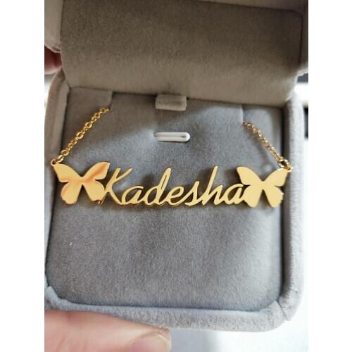 DOREMI Personalized Custom Name Necklace Butterlies Handmade Custom Necklace Stainless Steel Women Custom Jewelry Customized