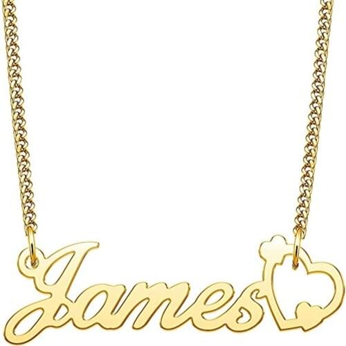 Noelia Customized Name Necklace Personalized Heart Pendant Necklace Stainless Steel Cuban Chain Jewelry for Women Gifts