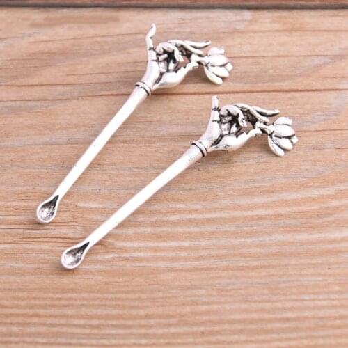 18pcs/Lot Lotus Hand Charms Fit Jewelry Can Lick Ears Pendant Creativity Accessories Findings Jewelry Making Supplies Wholesale
