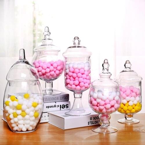 Transparent Glass candy jar bottles Decor Crafts mini colorful dust-proof stand dessert candy jars tea caddy Boxes storage jar