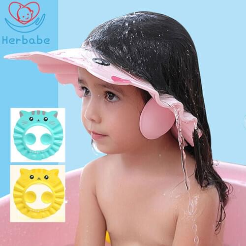 Herbabe Baby Shower Cap Adjustable Hair Wash Hat for Newborn Infant Ear Protection Children Kids Shampoo Shield Bath Head Cover