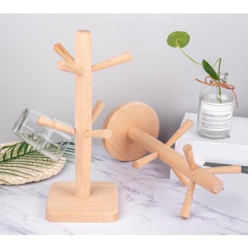 Detachable Solid Wood 6 Claws Mug Hanging Rack Cup Draining Storage Stand Holder Detachable Solid Wood 6 Claws Mug Hanging Cup