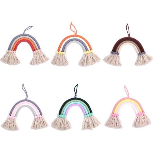 J60B Nordic Rainbow Tapestry Handmade Weaving Ornament Kids Room Wall Hanging Home Decoration Accessories