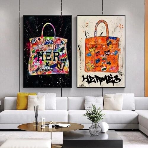 Modern Graffiti Art Fashion Bag Canvas Posters and Prints Luxury Bag for Women Wall Decorative Painting Picture Room Cuadros