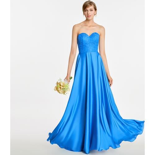 Tanpell strapless long bridesmaid dress royal blue sleeveless floor length a line gown women wedding party bridesmaid dresses