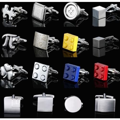 High quality brass laser metal Cufflinks silvery smooth painted block Cufflinks fashion mens French shirt cuff buttons