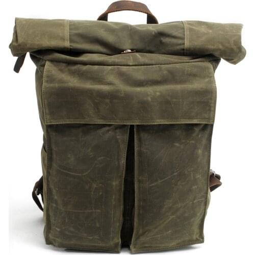 VZVA Waxed Canvas Backpack Urban Fashion Business Backpack Laptop Bags College School Daypack For Teenager