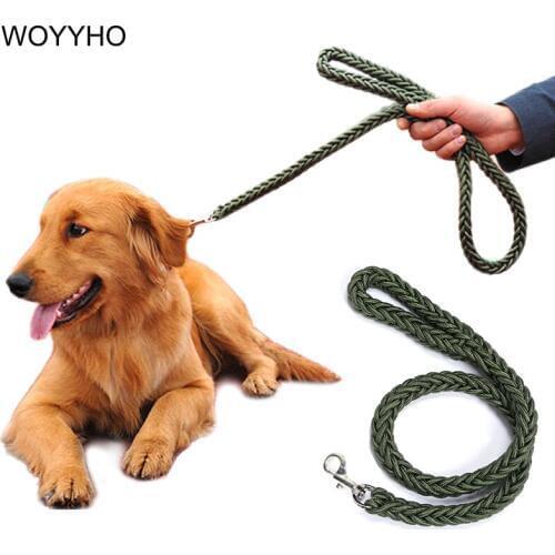 Green Nylon Leash For Dogs Braided Strong Outdoor Walking Training Pet Rope Heavy Duty Dog Leads Leashes 115cm