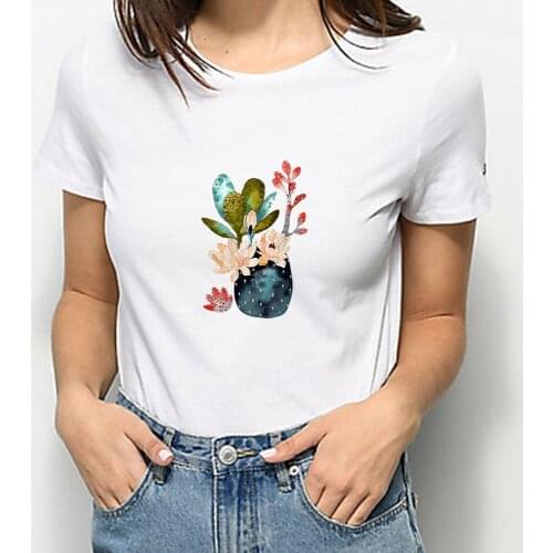 Flowers Series WomenT Shirt Aquatic Plant Graphic Printed T Shirts Modern Creativity Kawaii Popular Clothes Casual Hipster