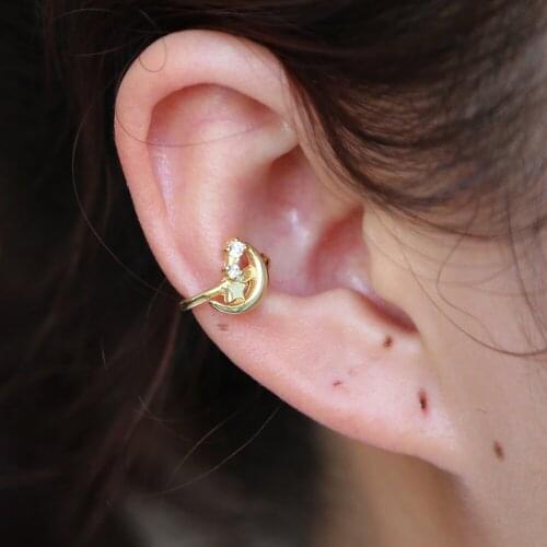 2019 New Arrivals 925 silver Fashion No Pierced Non-piercing Earcuff Star Moon Heart Clip-on Earrings For Women minimal Jewelry