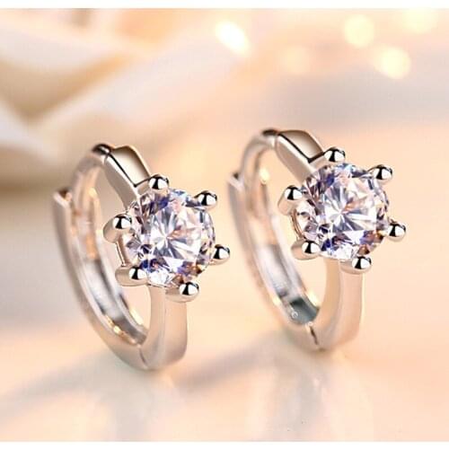 Womens Fashion Simple Style Hoop Earrings Small Minimal Huggies AAA Zirconia Crystal Tiny Earring Piercing Jewelry For Lady