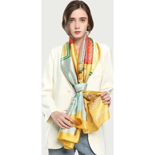 Women Large Silk Shawl Scarf Luxury Retro Print Foulard Unique Design Stole New [5021]