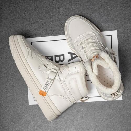 Winter mens casual sports shoes plus cotton high-top casual board Korean style single shoes trendy shoes mens shoes sneakers