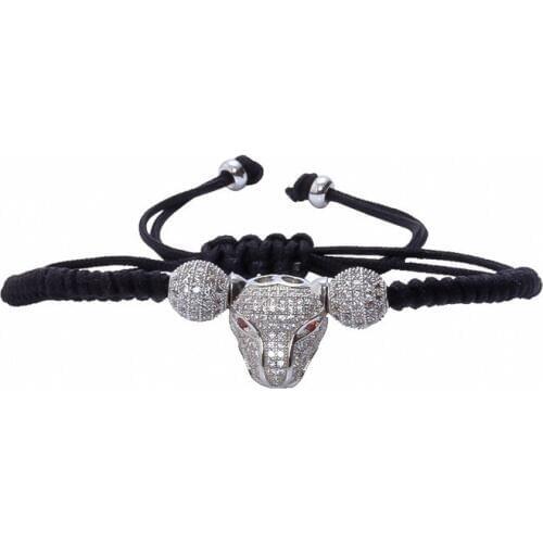 Charm bracelet with rope chain for women and men ,New Animal head be made of Cubic Zirconia ,Look Flash Light show off luxury