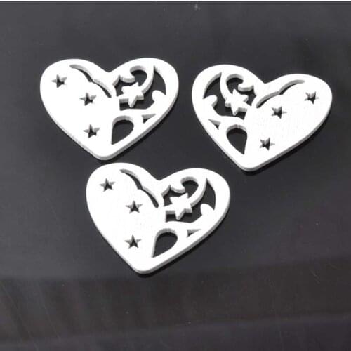 100pcs Heart wooden Scrapbooking Carft for Home decoration 34x30mm MT0255