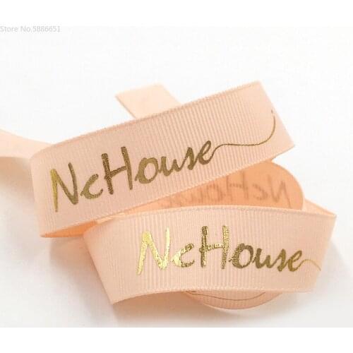 100Yards Grosgrain Ribbon Custom Printed Words Name Gift Advertising Belt Flower Packaging Christmas Wedding Decorate