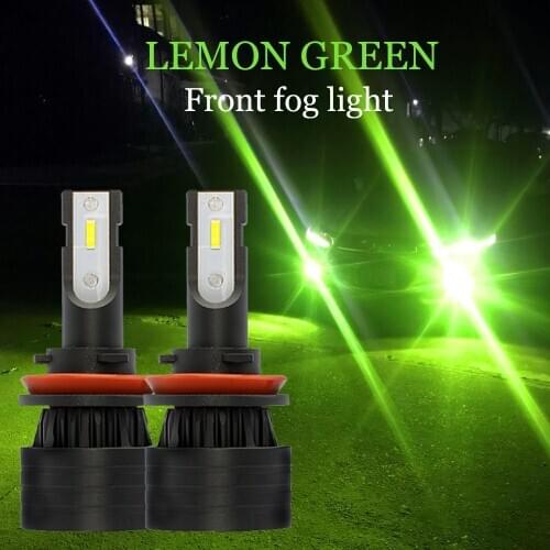 2PCS 2020 New Lemon green H11 LED Fog Light Bulbs H8 H9 LED light 12V DRL Car Daytime Running