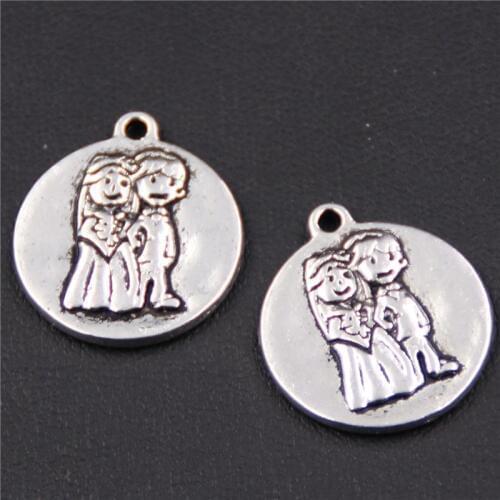 20pcs Antique Sliver Wedding Charm Pendant Jewelry Making DIY Handmade Craft 24x17mm A412