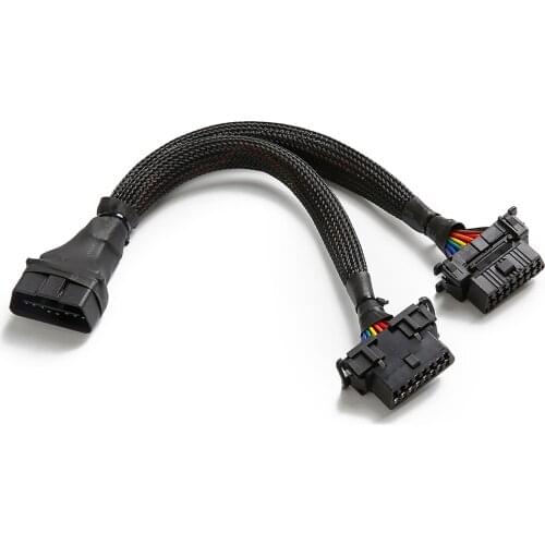 Bbfly-B6 OBD II OBD2 16Pin Splitter Extension 1x Male and 2x Female Extension Cable Adapter (High quality 1FT/30CM)