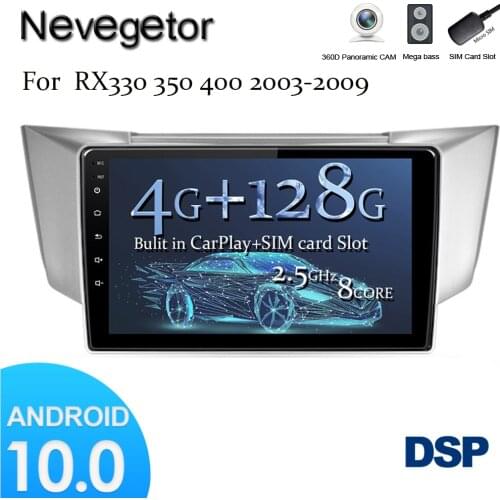 Android 10 4+128G Car Radio Multimedia Video Player For Lexus RX300 RX330 RX350 RX400H Toyota Harrier 2003- 2009 GPS Navigation