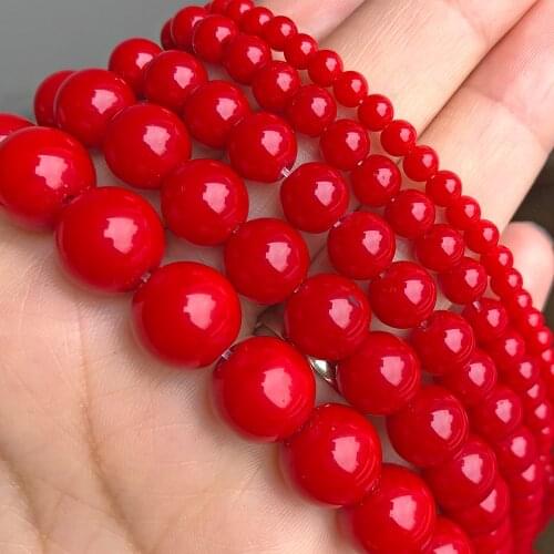 Imitation Red Coral Beads Round Loose Spacer Bead For Jewelry Making Diy Bracelet Necklace Stud Earring 4 6 8 10 12mm Strand 15