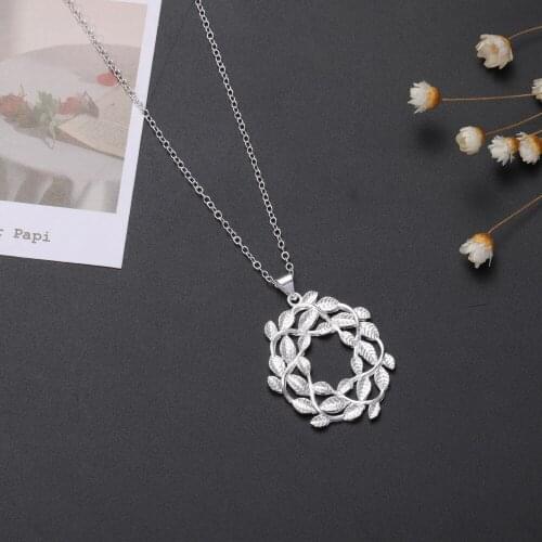 Hot fine 925 Sterling Silver Flowers leaves Pendant Necklace for Women Christmas Gifts Fashion Luxury Party Wedding Jewelry