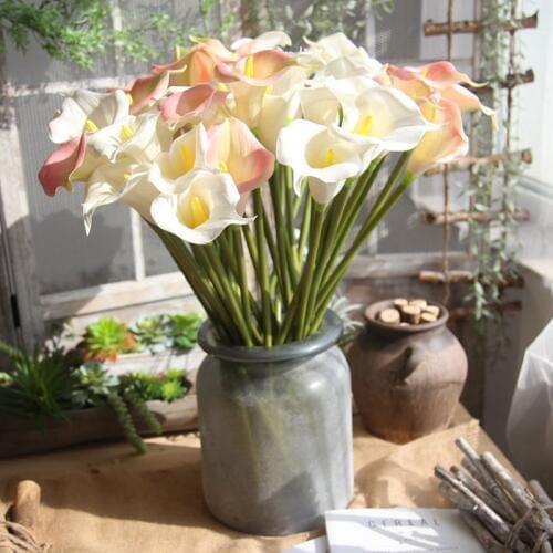 65cm Real Touch Artificial Calla Lily Bouquet Flower Wedding Home Office Furniture Decor Pvc Decorative Flore White Pink Purple