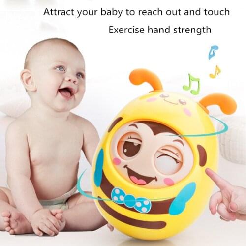 Baby Rattle Doll Bell Blink Eyes Tumbler Silicon Teether Toy Fun for Newborns Gift Baby 0-18 Months Toys Cute Child Bee rattle