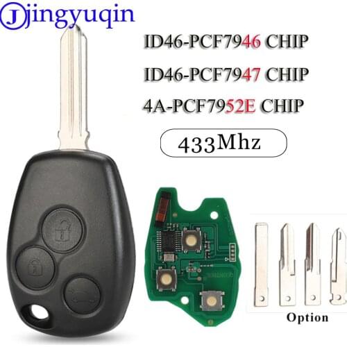 Jingyuqin 3 Buttons Remote Car Key For Renault Trafic Vivaro Primastar Movano Dacia 433Mhz PCF7947/7946/7952E Chip