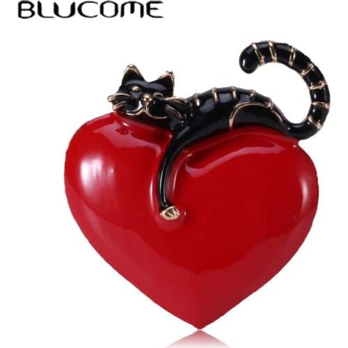 Blucome Enamel Black White Cat Brooches For Women Men Gifts Gold Color Kawaii Animal Brooch Scarf Buckle