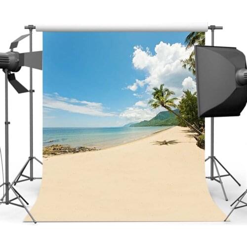Mehofoto Sandy Beach Backdrop Summer Trip Blue Sky Sea Background Photography Photo Custom CM-5497