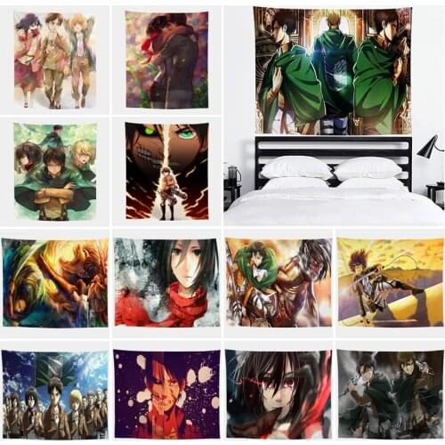 Attack on Titan Tapestry Cartoon Anime Printing Wall Hanging Home Decoration Kawaii Room Decor Blanket Travel Camping Beach Mat