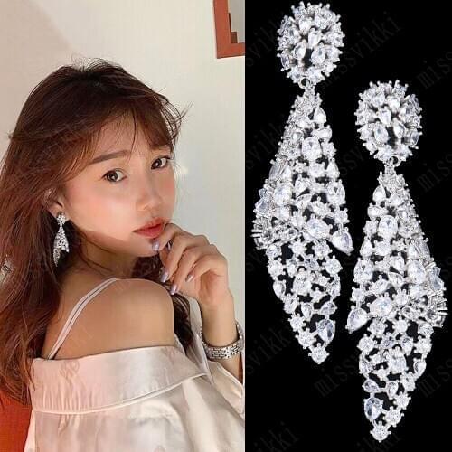 Jimbora 2020 High Quality Luxury Shiny Trendy Dangle Earrings For Women Wedding Cubic Zirconia CZ DUBAI Bridal Earring Jewelry