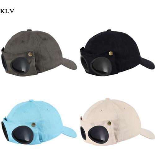 Fashion Unisex Pilot Glasses Hat Hip Hop Baseball Cap Outdoor Sunscreen Sunhat Breathable Sport Sun Visors