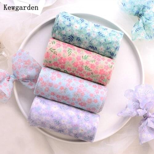Kewgarden Printed Floral Voile Ribbons 12cm DIY Make Hair Bow Accessories Handmade Tape Carfts Gift Packing Wholesale 25 Yards