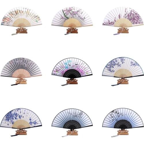 Chinese Style Folding Fan Silk Hand Fan Wedding Party Dance Decoration Home Decor Ornaments Japanese Vintage Crafts
