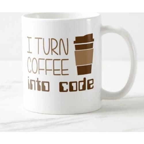 Geek Code Programming Coffee Mug Tea Cup Funny I Turn Coffee Into Code Humor Mugs Cups for Coworker Computer Program Gifts 11oz