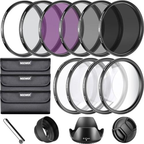 Neewer 67MM Complete Lens Filter Accessory Kit for 67MM Filter Size Lenses :UV CPL FLD Filter Set+Macro Close Up Set(+1+2+4+10)