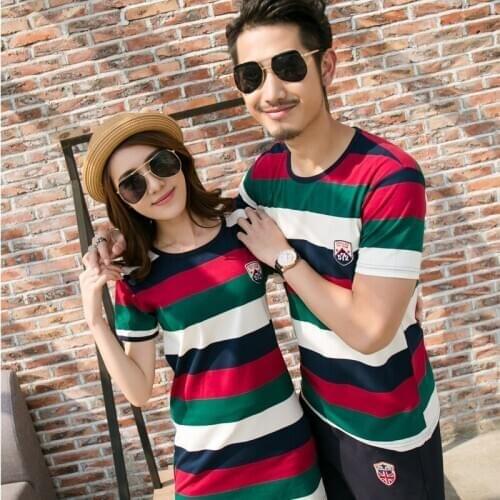 Korean couple clothing tshirts college fashion style pair lovers women summer beach dress pants matching clothes outfit wear 38