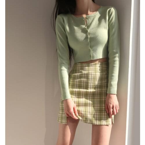 Korean Style Knitted Thin Sweaters Cardigan Fashion O-neck Long Sleeve Sun Protection Crop Top Ropa Mujer 121575WTA