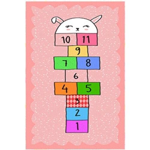 Hopscotch Rug Hop and Count Game Rug with Cute Colorful Design Anti-Slip Kids Play Mat Soft Floor Area Rug and Carpet 6