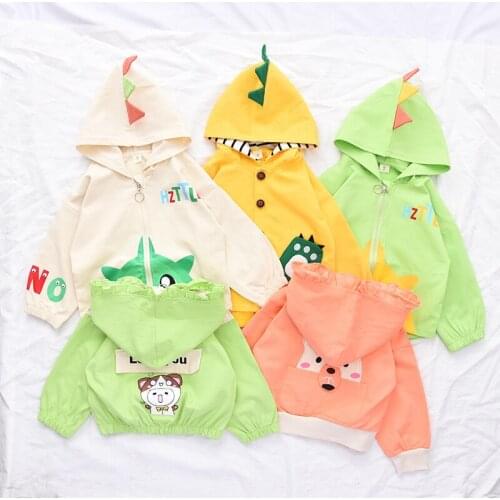 Toddler Jackets Hooded Baby Boys Girls Coats Autumn Spring Cartoon Animal Long Sleeve Outerwear Infant Zipper Windbreaker