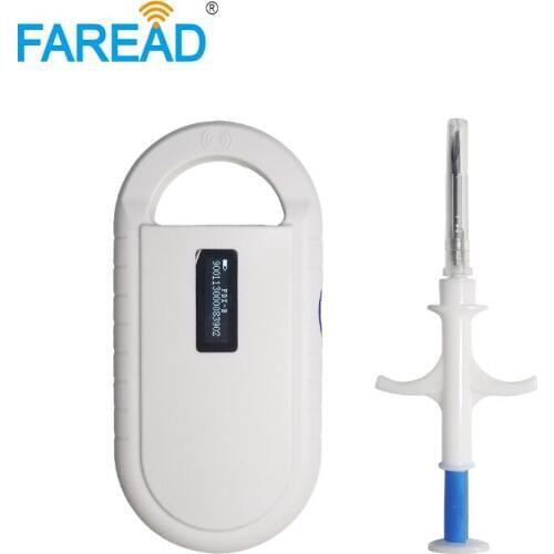 X100pcs 2.12*12mm animal chip 134.2KHz Microchip Injector + x1pc microchip reader FDX-B /ID64 pet chip scanner