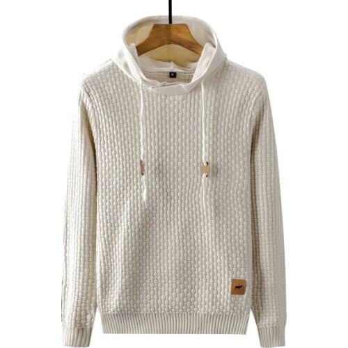 2021 Autumn Winter Wool Sweater Hooded Sweater Men 100% Cashmere Mens Sweaters Fashion Pullovers Sweater Men Knitwear Pull Homme