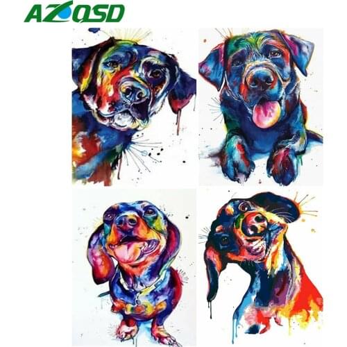 AZQSD DIY Painting By Number Canvas Kits Dog Unique Gift Unframe Acrylic Paint Coloring By Numbers Animal Decor For Home