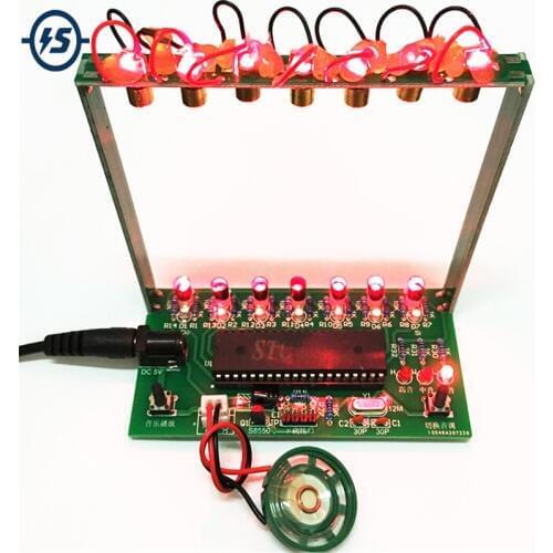 DIY Kit C51 MCU Laser Harp Kit String DIY Keyboard Kit Electronic Parts 7 Strings Electronic DIY Kit Technology Piano Music Box