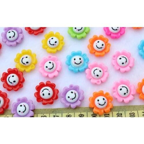 Set of 100pcs Flatback mixed Resin smile sunflower Cabochons 20mm DIY, scrapbook, hair bow, flower centers, cell phone decor