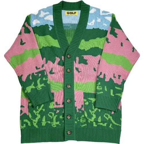 New luxury men golf Flower Le Fleur Tyler The Creator landscape Casual Sweaters Cardigan Asian Plug Size High Drake #M14