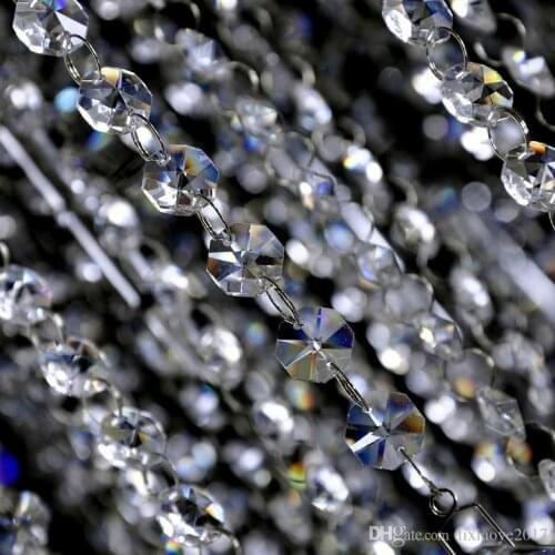 New Wedding Party Decoration Clear Acrylic Crystal Octagonal Bead Curtain Garland Strands DIY Craft Christmas Tree Hanging Ornam